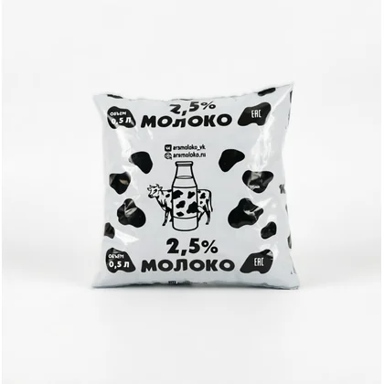 Молоко пастеризованное 2,5% полипак 0,500л ГОСТ АМК