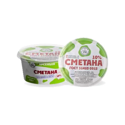 Сметана 10% стакан 0,120кг ГОСТ АМК