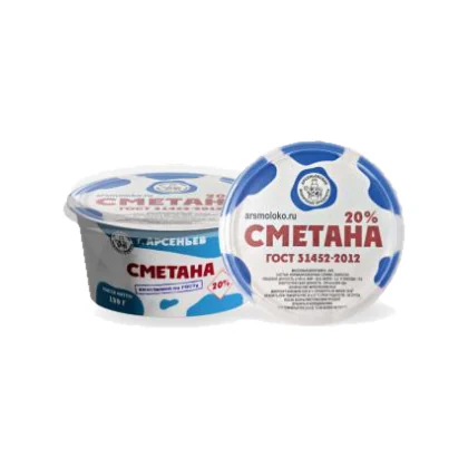 Сметана 20% стакан 0,120кг ГОСТ АМК