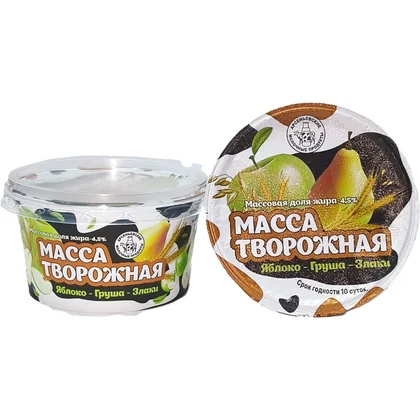 Творожная масса яблоко груша злаки 4,5% банка 0,150кг АМК