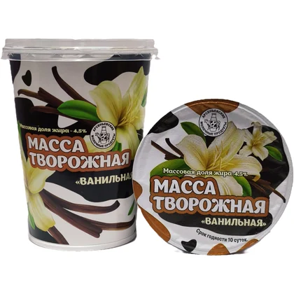 Творожная масса ванильная 4,5% банка 0,500кг АМК