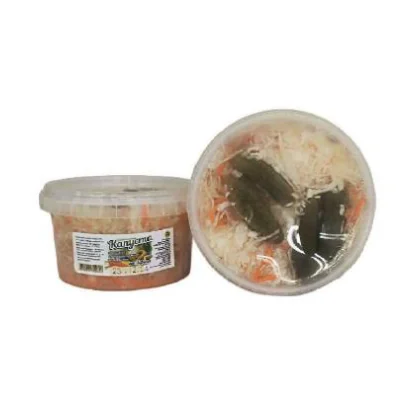 Капуста квашеная с корнишонами и морковью от Афины п/к 0,500кг