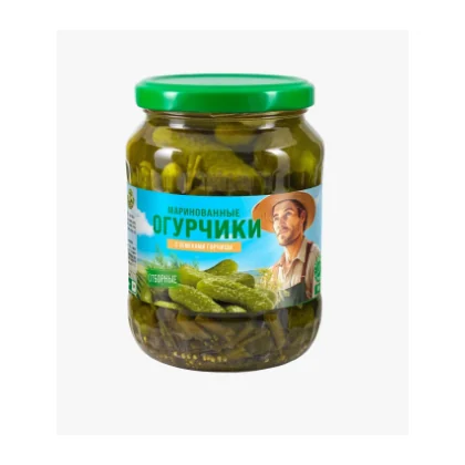 Огурчики маринованные с семенами горчицы Хозяин-Барин ст/б 0,680кг 3г Беларусь