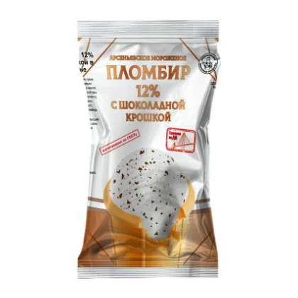 Мороженое пломбир 12% в/с 75гр с шоколадной крошкой АМК
