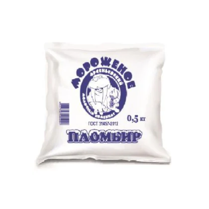 Мороженое пломбир 12% пакет 0,500кг АМК