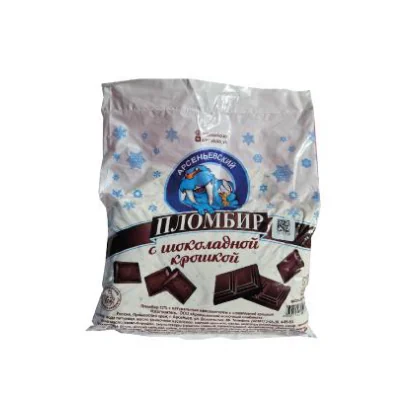 Мороженое пломбир 12% пакет 0,500кг шоколадная крошка АМК