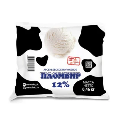 Мороженое пломбир 12% пакет 0,460кг АМК