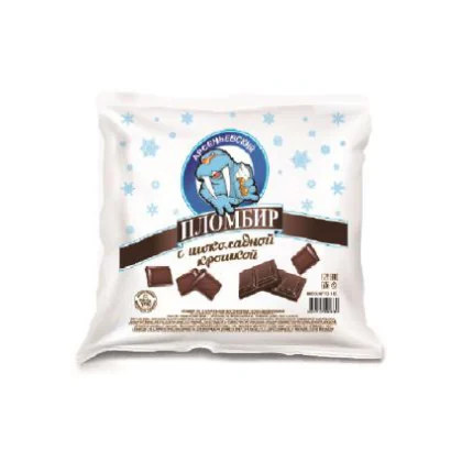 Мороженое пломбир 12% пакет 1,000кг шоколадная крошка АМК