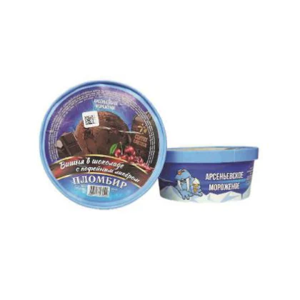 Мороженое пломбир 12% бум/ст 1,000л вишня, шок крошка, коф ликер АМК