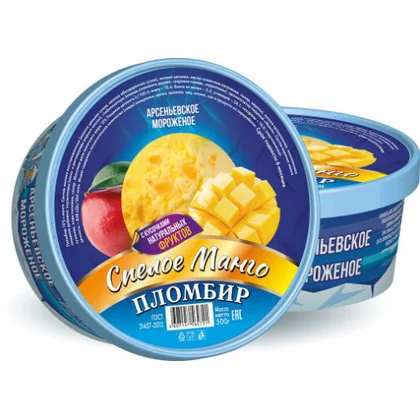 Мороженое пломбир 12% бум/ст 0,500кг с манго АМК