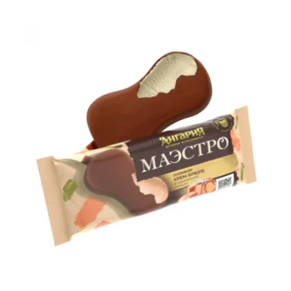 Мороженое эскимо 80гр Маэстро крем-брюле в карам глазури 15% м/у Ангария