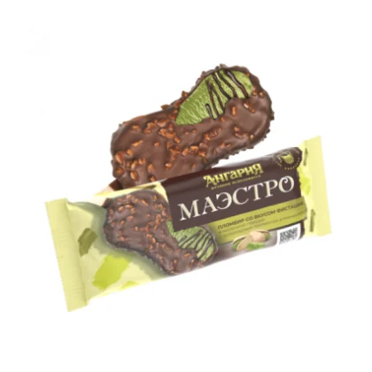 Мороженое эскимо 80гр Маэстро фисташка в молочной глазури 15% м/у Ангария