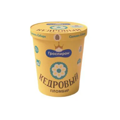 Мороженое Пломбир на сливках Кедровый ведро 0,410кг Гроспирон