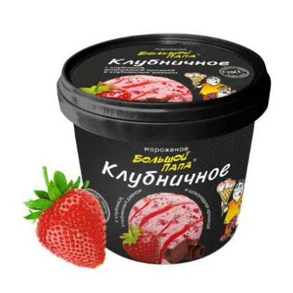 Мороженое Большой папа клубника с шок крошкой ведро 480 гр Проксима
