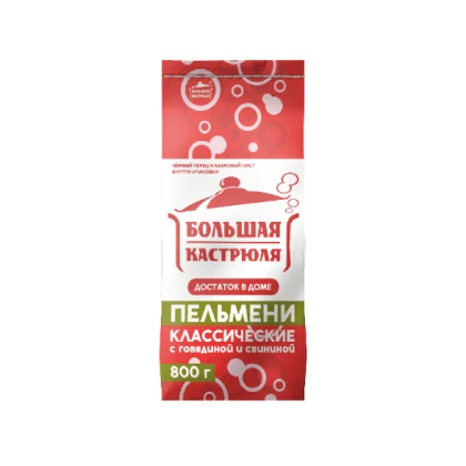 Пельмени Большая кастрюля свинина-говядина м/у 0,800кг Мороз